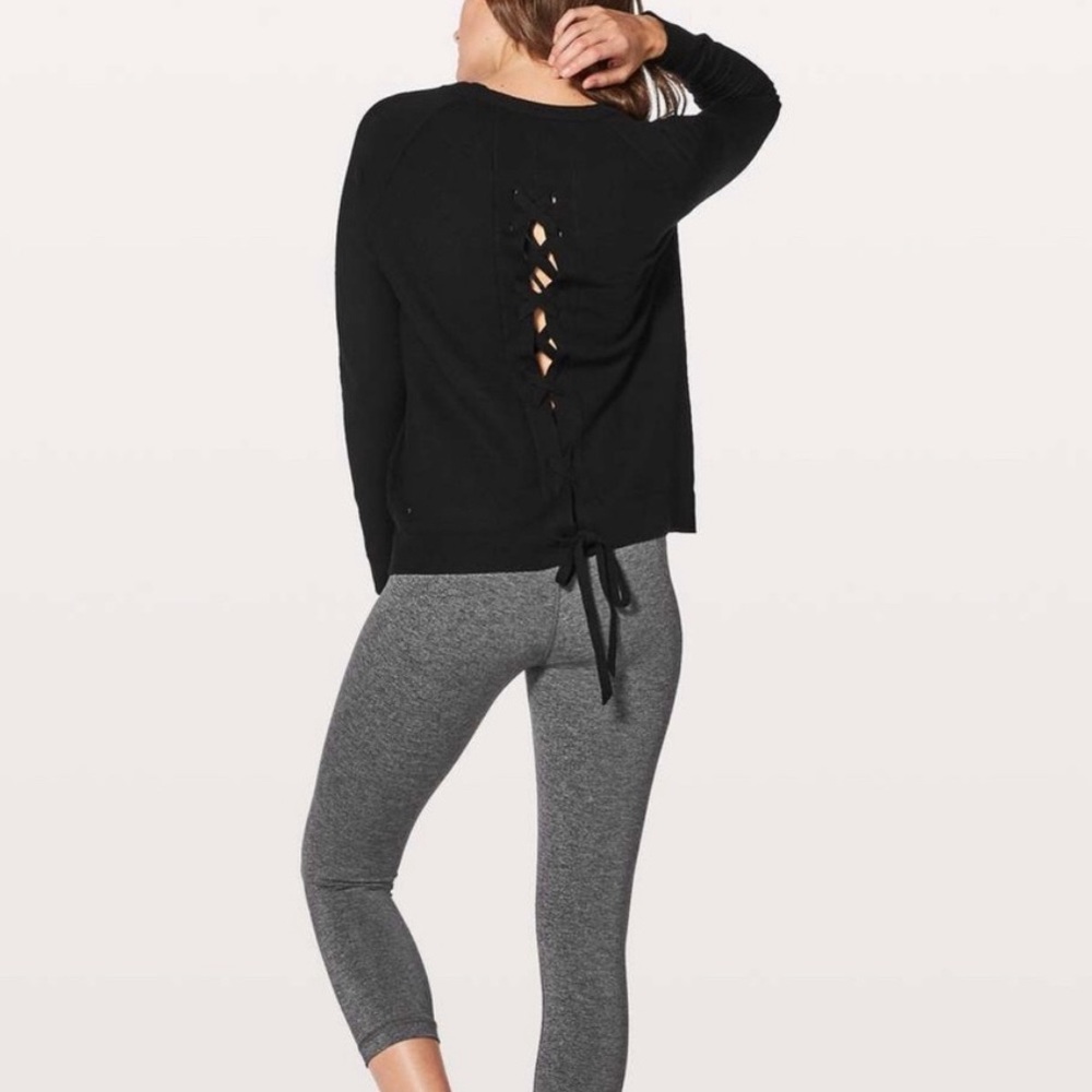 lululemon athletica Black Sweater with Lace-Up Back